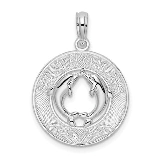 Sterling Silver Polished St. Thomas Circle w/Dolphins Pendant