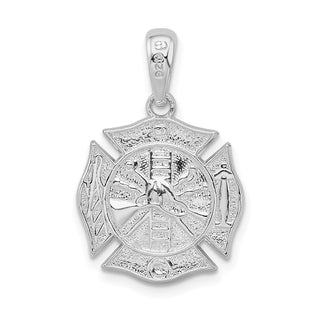 Sterling Silver Polished Reversible Fireman Medal Pendant