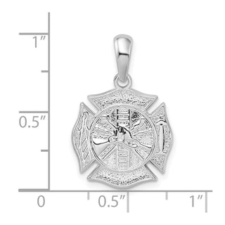 Sterling Silver Polished Reversible Fireman Medal Pendant