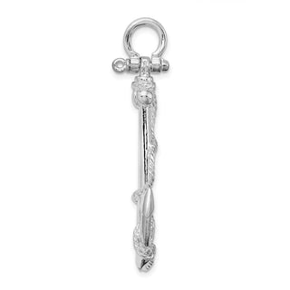 Sterling Silver Polished 3D Anchor w/Rope Pendant QC10270