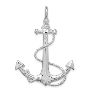 Sterling Silver Polished 3D Anchor w/Rope Pendant QC10270