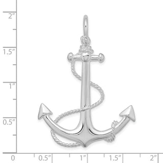 Sterling Silver Polished 3D Anchor w/Rope Pendant QC10270