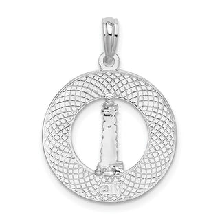 Sterling Silver Kennebunkport Circle w/Lighthouse Pendant