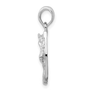 Sterling Silver Rhodium-plated Horse Head in Horseshoe Pendant