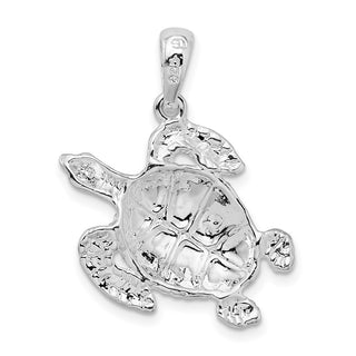 Sterling Silver Polished Sea Turtle Pendant QC10273