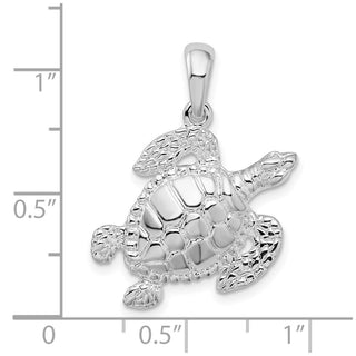 Sterling Silver Polished Sea Turtle Pendant QC10273
