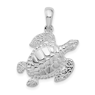 Sterling Silver Polished Sea Turtle Pendant QC10273