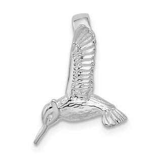 Sterling Silver Polished 3D Hummingbird Slide Pendant