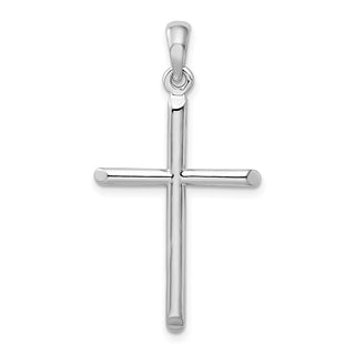 Sterling Silver Polished 3D Cylinder w/Beveled Ends Cross Pendant