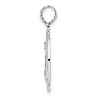 Sterling Silver Polished Pentwater, MI Circle w/Lighthouse Pendant