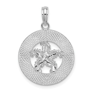 Sterling Silver Polished Port Aransas Circle w/Starfish Pendant
