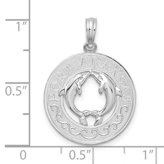 Sterling Silver Polished Port Aransas Circle w/Dolphins Pendant