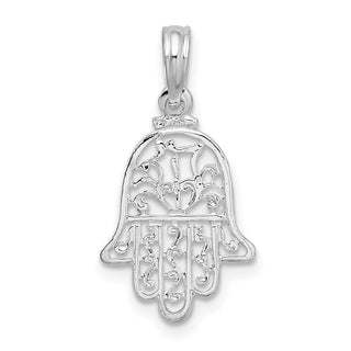 Sterling Silver Polished Cut-out Hamsa Pendant