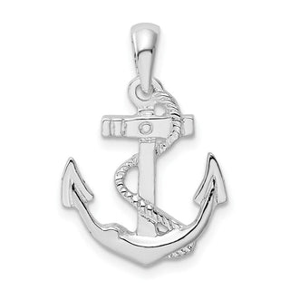 Sterling Silver Polished Anchor w/Rope Pendant QC10329