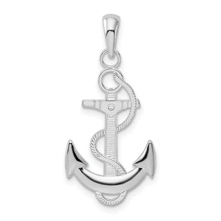Sterling Silver Polished Anchor w/Rope Pendant QC10330