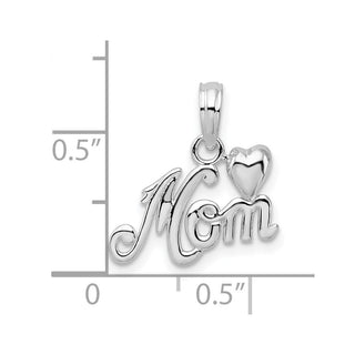 Sterling Silver Polished Mom w/Heart Pendant