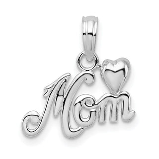 Sterling Silver Polished Mom w/Heart Pendant