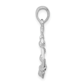 Sterling Silver 3D Anchor w/Rope and Shackle Pendant