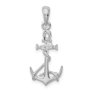 Sterling Silver 3D Anchor w/Rope and Shackle Pendant