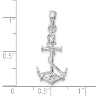 Sterling Silver 3D Anchor w/Rope and Shackle Pendant