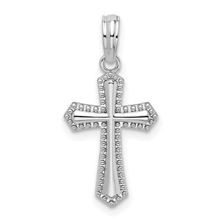 Sterling Silver Polished Beaded Passion Cross Pendant