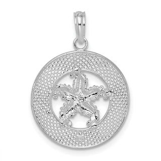 Sterling Silver Polished Sanibel Circle w/Starfish Pendant