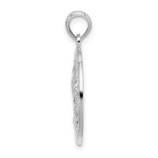 Sterling Silver Polished Sanibel Circle w/Palm Tree Pendant