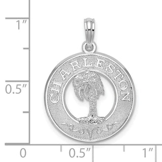 Sterling Silver Polished Charleston Circle w/Palm Tree Pendant