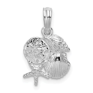 Sterling Silver Polished Shell Cluster Pendant QC10414
