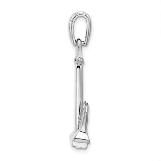 Sterling Silver Polished 3D Large Navy Anchor Pendant