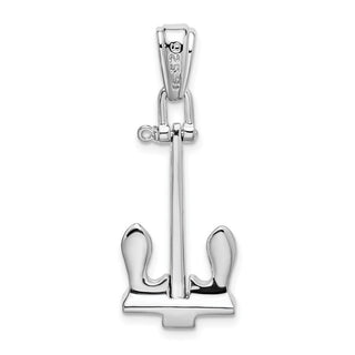 Sterling Silver Polished 3D Large Navy Anchor Pendant