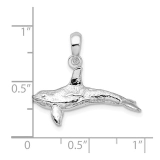 Sterling Silver Textured 3D Killer Whale Pendant