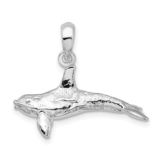 Sterling Silver Textured 3D Killer Whale Pendant