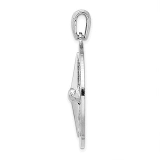 Sterling Silver Polished Large Nautical Compass Pendant