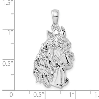 Sterling Silver Polished Horse Head Pendant QC10432