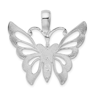 Sterling Silver Diamond-cut Cut-out Butterfly Pendant