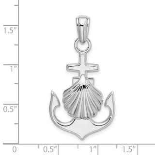 Sterling Silver Polished Anchor w/Scallop Shell Pendant