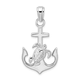 Sterling Silver Polished Anchor w/Sea Turtle Pendant