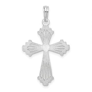 Sterling Silver Polished Heart Cross Pendant