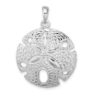 Sterling Silver Polished Large Sand Dollar Pendant QC10484
