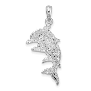 Sterling Silver Polished Double Dolphins Pendant