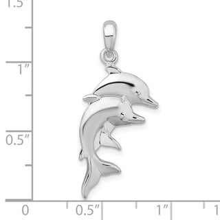 Sterling Silver Polished Double Dolphins Pendant