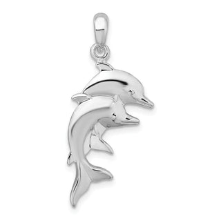 Sterling Silver Polished Double Dolphins Pendant