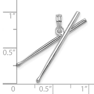 Sterling Silver Polished Moveable 3D Drumsticks Pendant