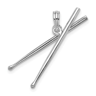 Sterling Silver Polished Moveable 3D Drumsticks Pendant