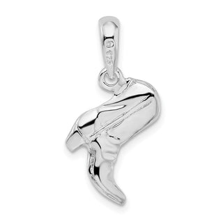 Sterling Silver Polished 3D Cowboy Boot Pendant