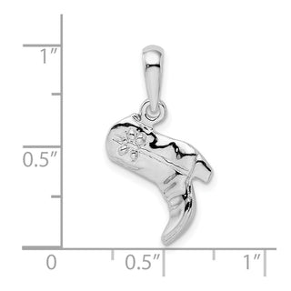 Sterling Silver Polished 3D Cowboy Boot Pendant