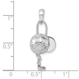 Sterling Silver Polished Jockey Helmet w/Crop Pendant