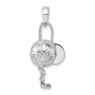 Sterling Silver Polished Jockey Helmet w/Crop Pendant