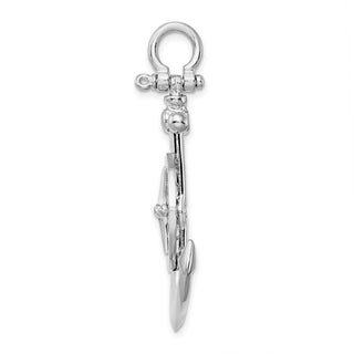 Sterling Silver Polished 3D Large Anchor w/Compass Pendant